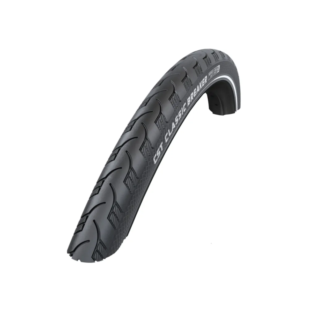 CST Reflectie Classic Breaker (1mm anti-lek) zwart met reflectie. 28x1 5/8x1 3/8 ETRTO 37-622