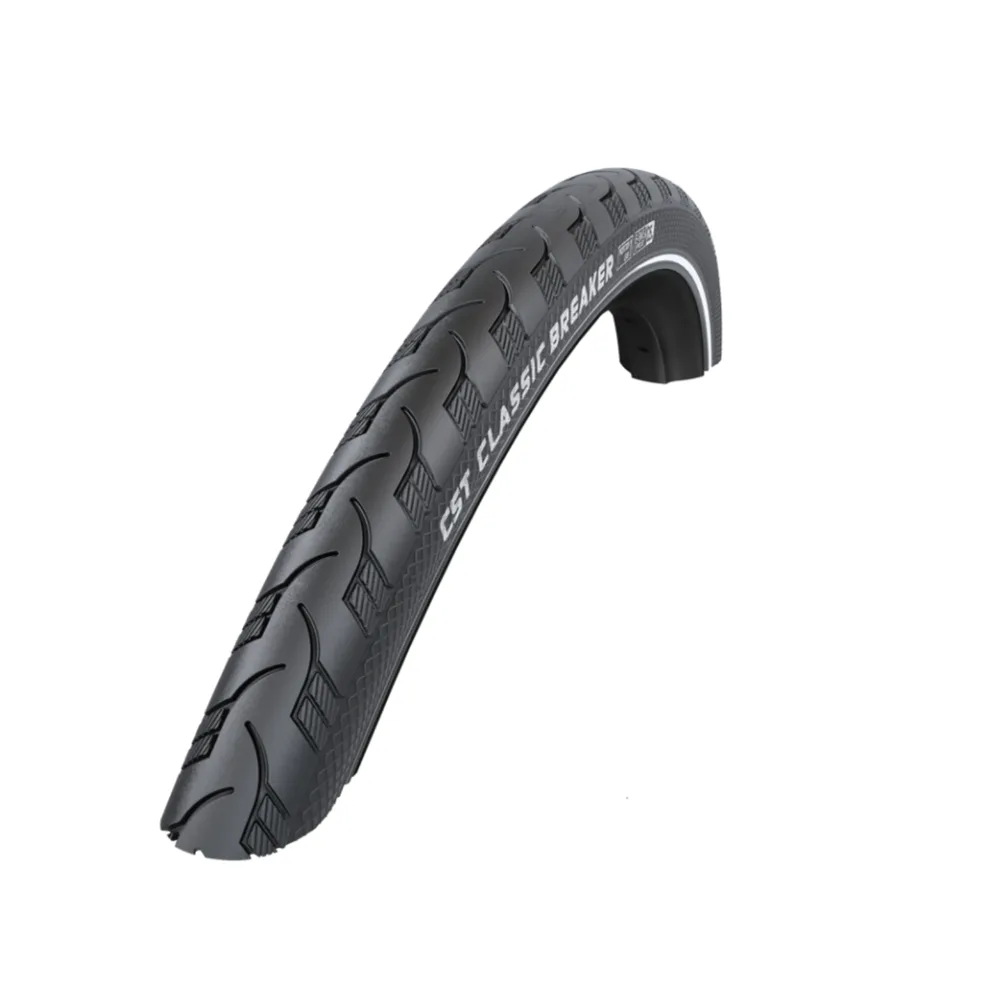 CST Classic Breaker (1mm anti-lek) zwart met reflectie. 28x1.75, ETRTO 47-622