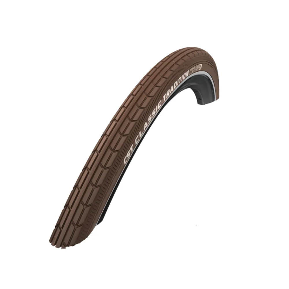 CST Classic Tradition (1mm anti-lek) Bruin met reflectie. 28x1.75, 700x47C ETRTO 47-622
