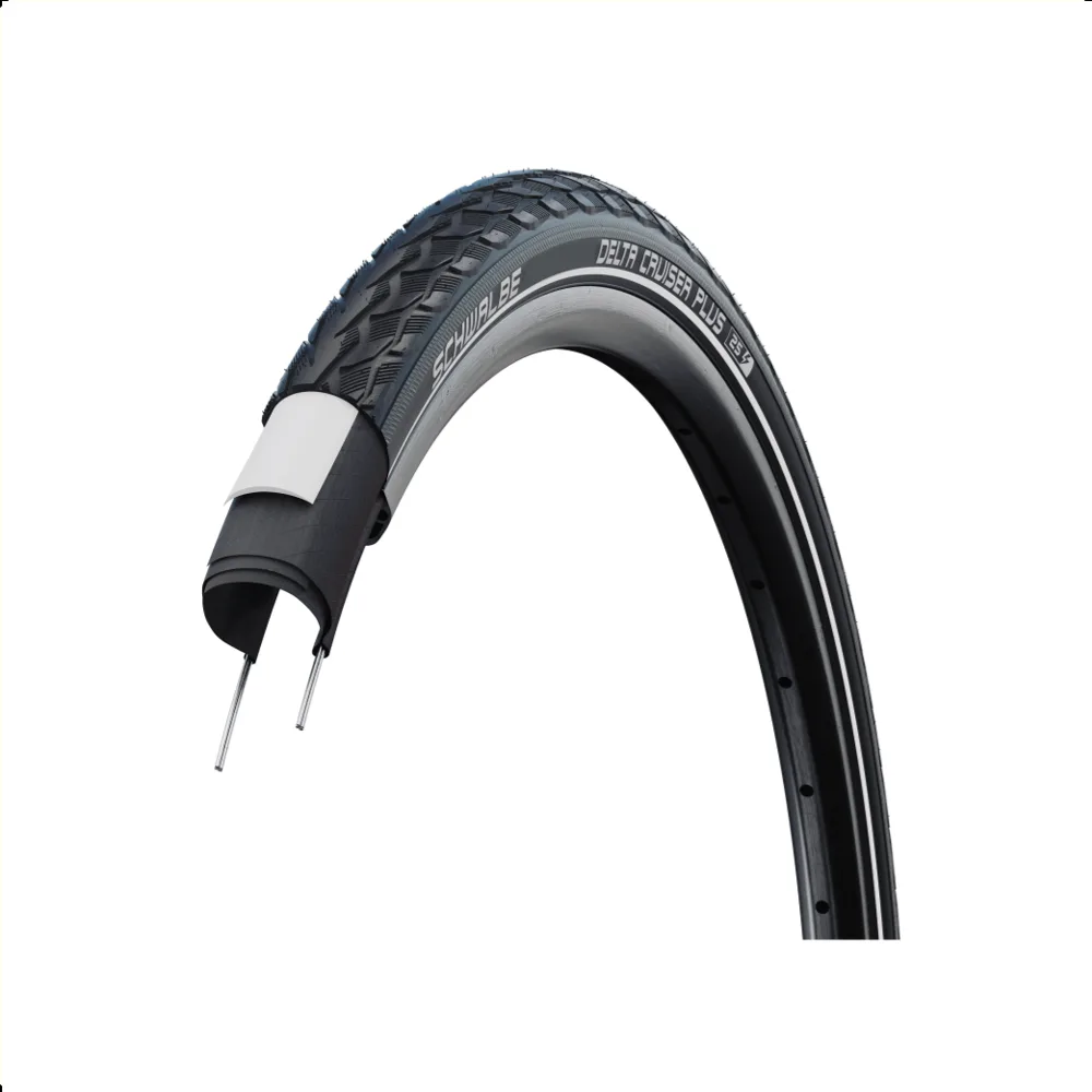 Schwalbe Delta Cruiser Plus PunctureGuard (3mm ant-lek), Zwart met reflectie, 28x1.75 ETRTO 47-622
